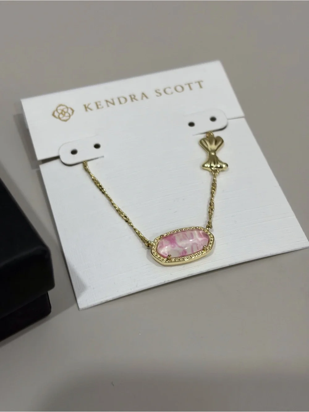 Kendra Scott Gold Necklace with Light Pink Oval Stone - Picture 2 of 4